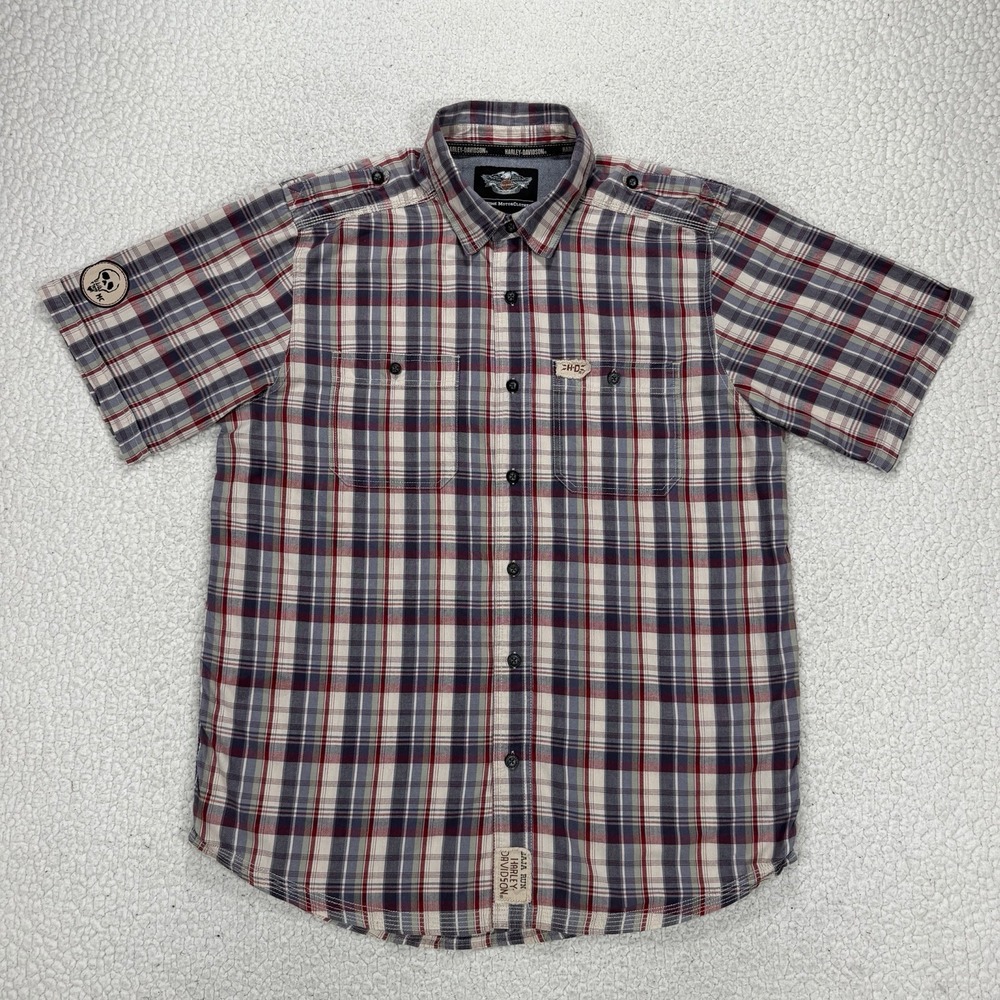 Harley Davidson Baja Run Shirt Men's XL Plaid Button Up Biker Motorcycle Casual